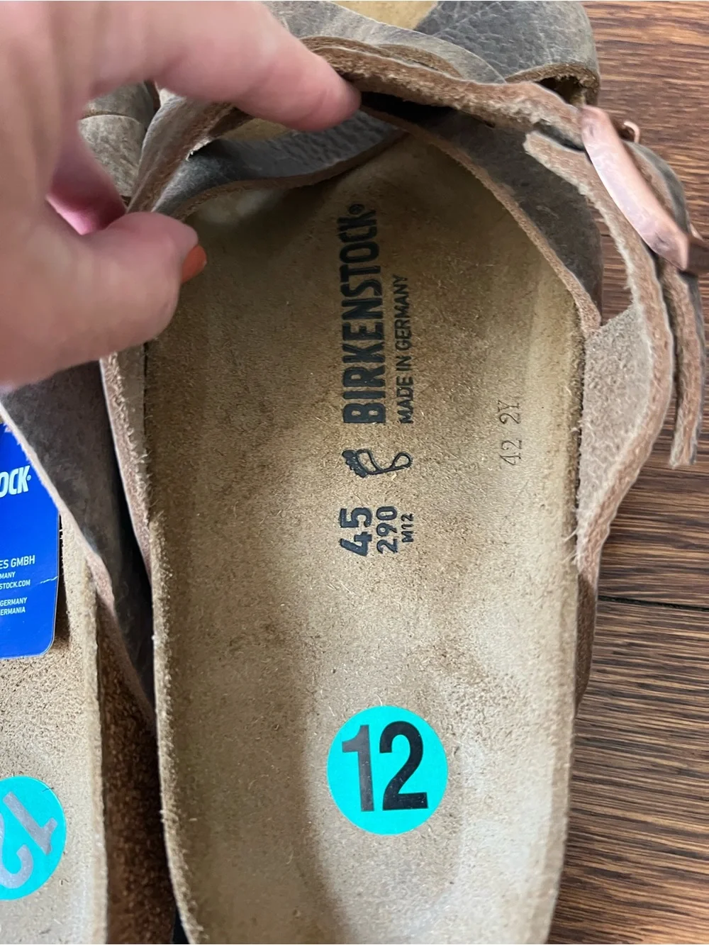 Birkenstock Lugano Oiled Leather Sandal Brown distressed Size 12